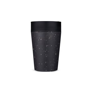 Black reusable coffee mug