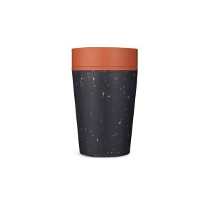 Orange lid black reusable cup