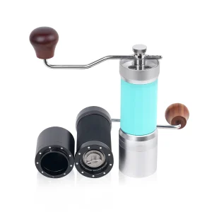 Blue and black burr coffee grinder
